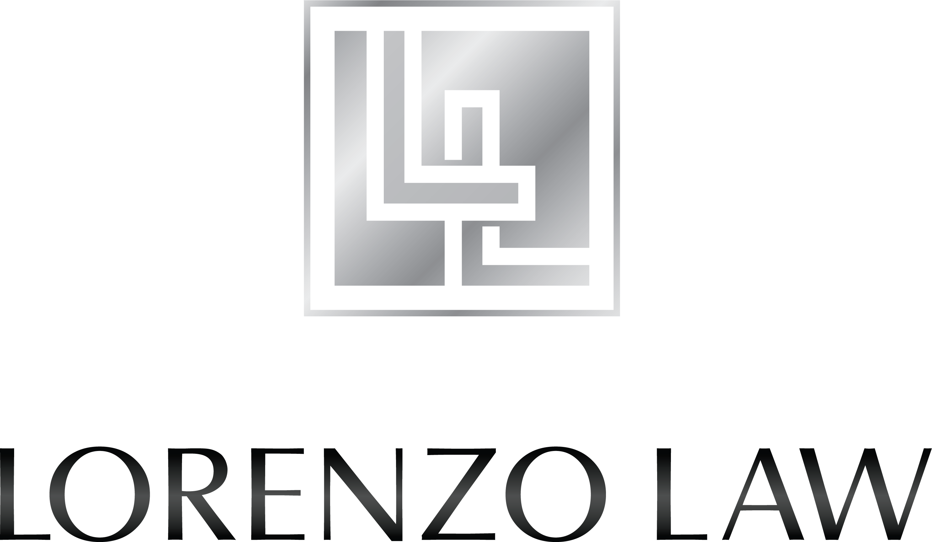 Lorenzo Law logo with geometric design.