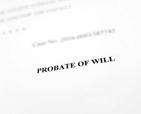 Probate of will document, case number visible.