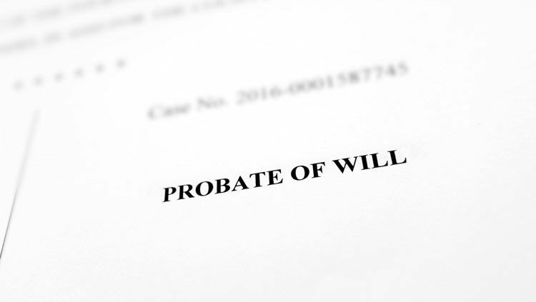 Probate of will document, case number visible.
