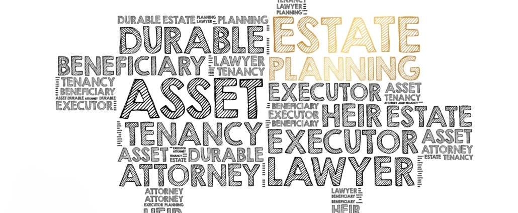 Estate planning word cloud with related terms.