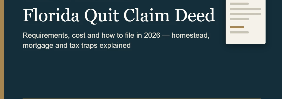 Florida Quit Claim Deed: requirements, cost and how to file in 2026, by Jose M. Lorenzo, Jr., Florida Bar No. 107002; standard quitclaim deed $575